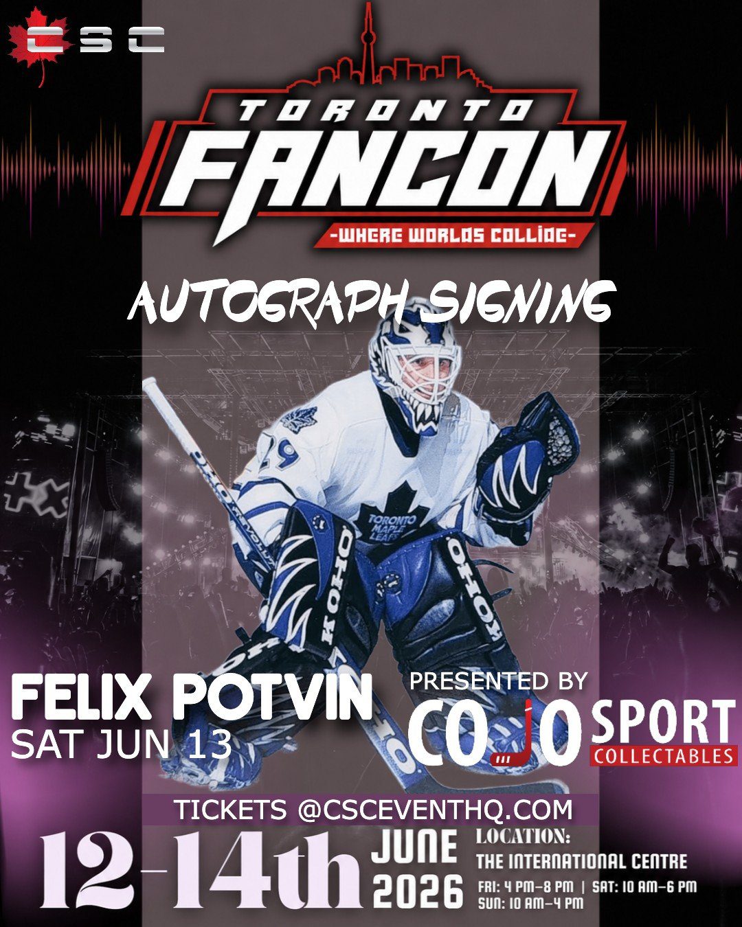 Leafs Goalie Felix Potvin will be at Fancon!